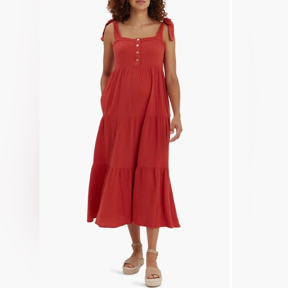 Nom Maternity Dresses & Skirts - Nom Maternity Red Tie Strap Maternity/Nursing Dress Small